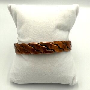 Vintage Copper‎ Magnetic Cuff Bracelet Braided Twisted Link Unisex Patina